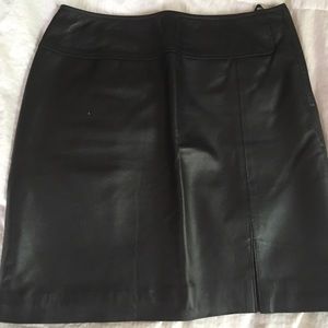Black leather mini skirt